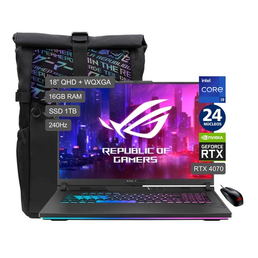 Gamer Asus Intel Core i9 RTX4070 16GB 1TB SSD ROG Strix G18 13° Gen 18"